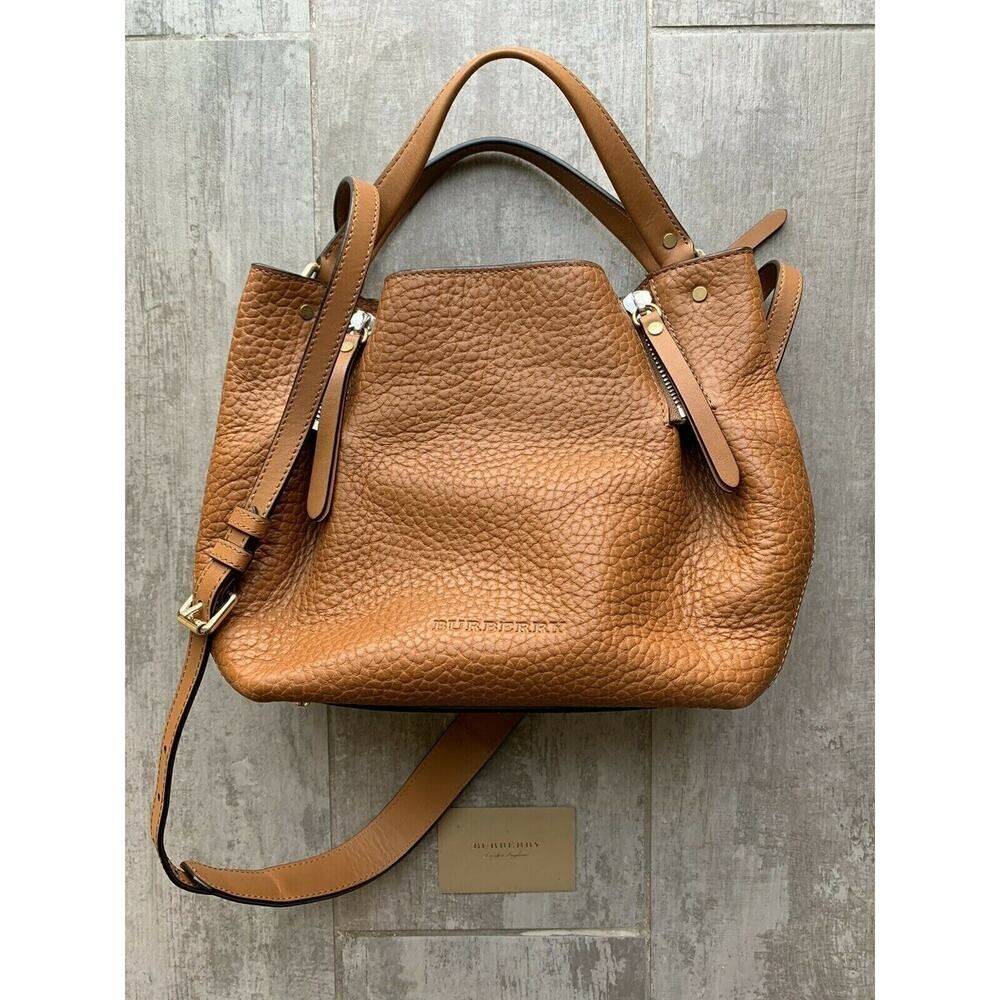 BURBERRY Small Maidstone Saddle Brown Leather Tote Designer Shoulder Bag - Picture 2 of 12